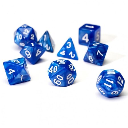 Poco 7 Piece Pearl Dice Set - Blue & White PO3303137